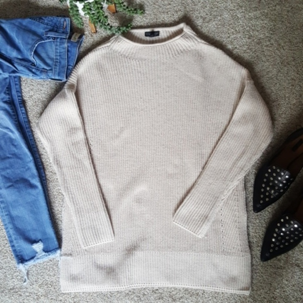 Topshop Mockneck Chunky Oatmeal Sweater